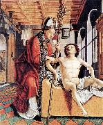 PACHER, Michael Altarpiece of the Church Fathers: St Augustine Liberating a Prisoner G oil painting
